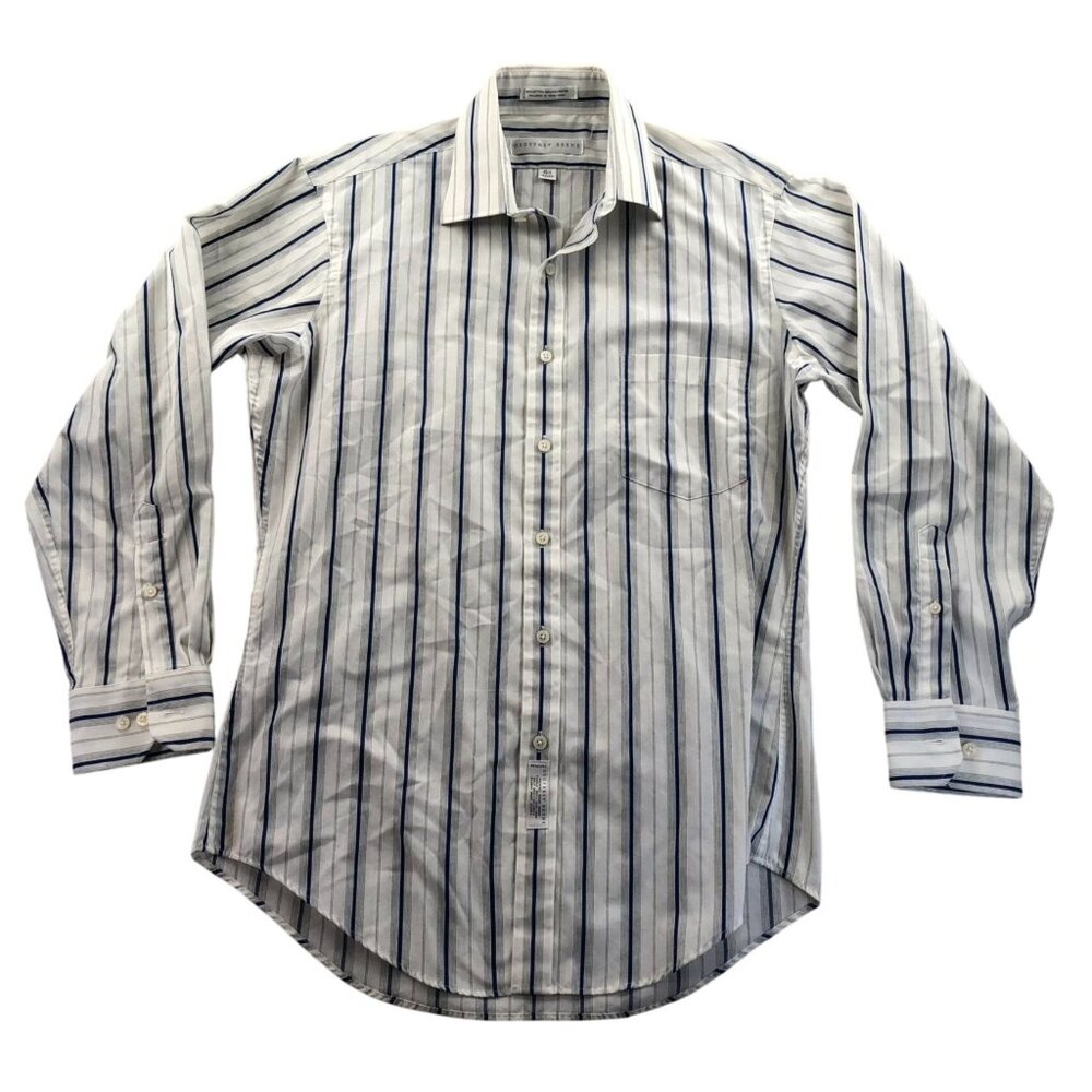 Geoffrey Beene Mens Dress Shirt Size 15.5 Neck Long Sleeve Pinstriped Button Up